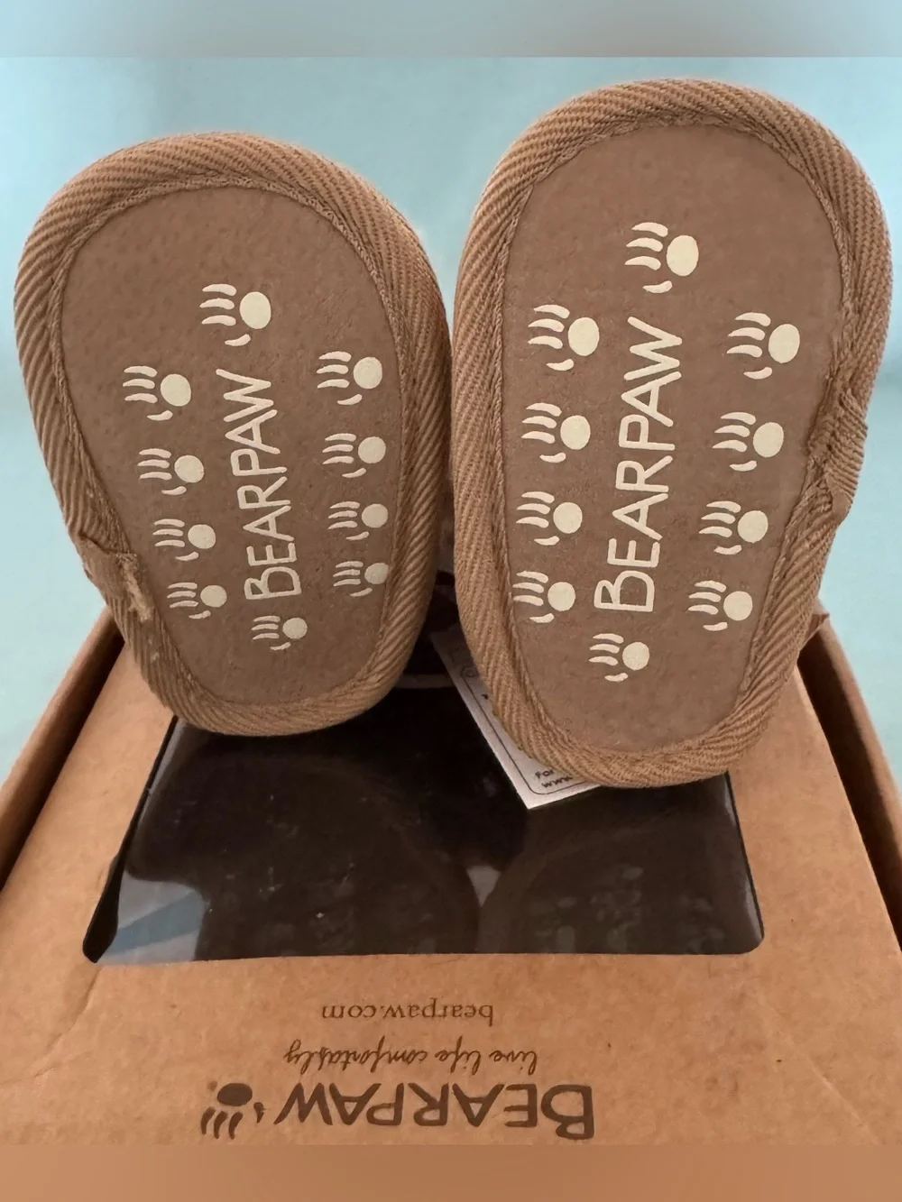 BearPaw Baby Girls Real Leather Tan Faux Fur Boots